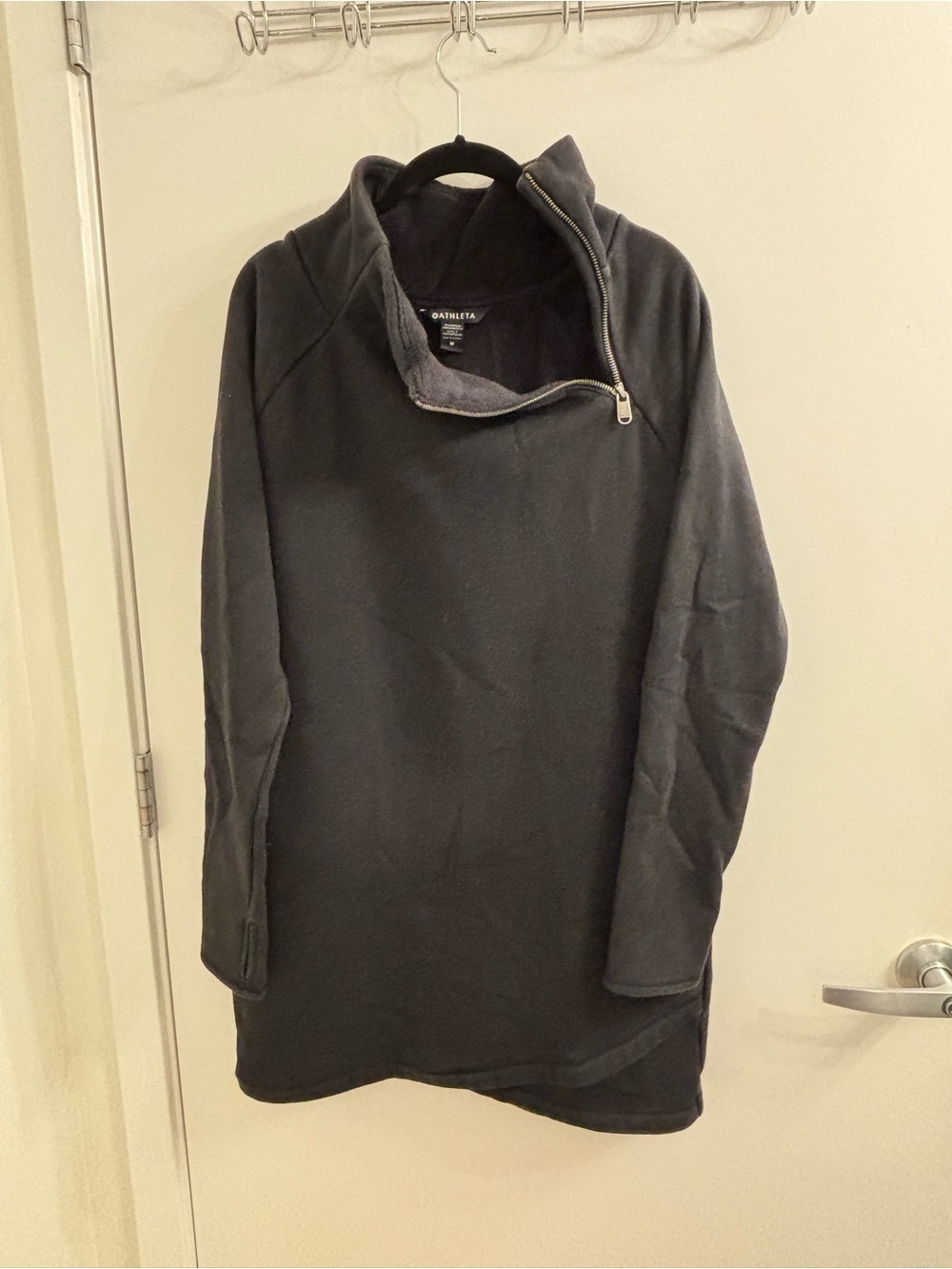 Athleta Women's Black Funnel Neck Zip Pullover Sweatshirt Dress